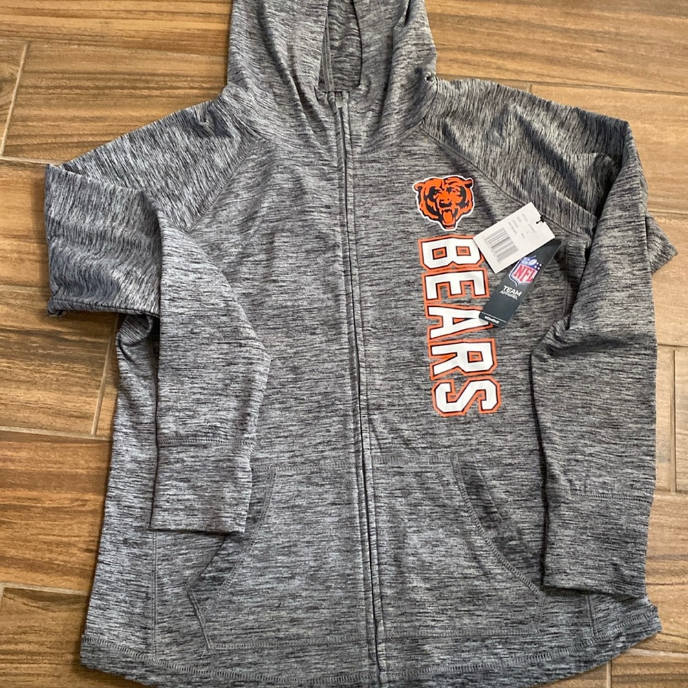 Chicago Bears NFL team apparel gray hoodie fleece lined